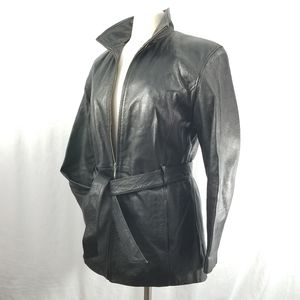 [SOLD]  WILSON'S Thinsulate Black Leather Car Coat  Sz M